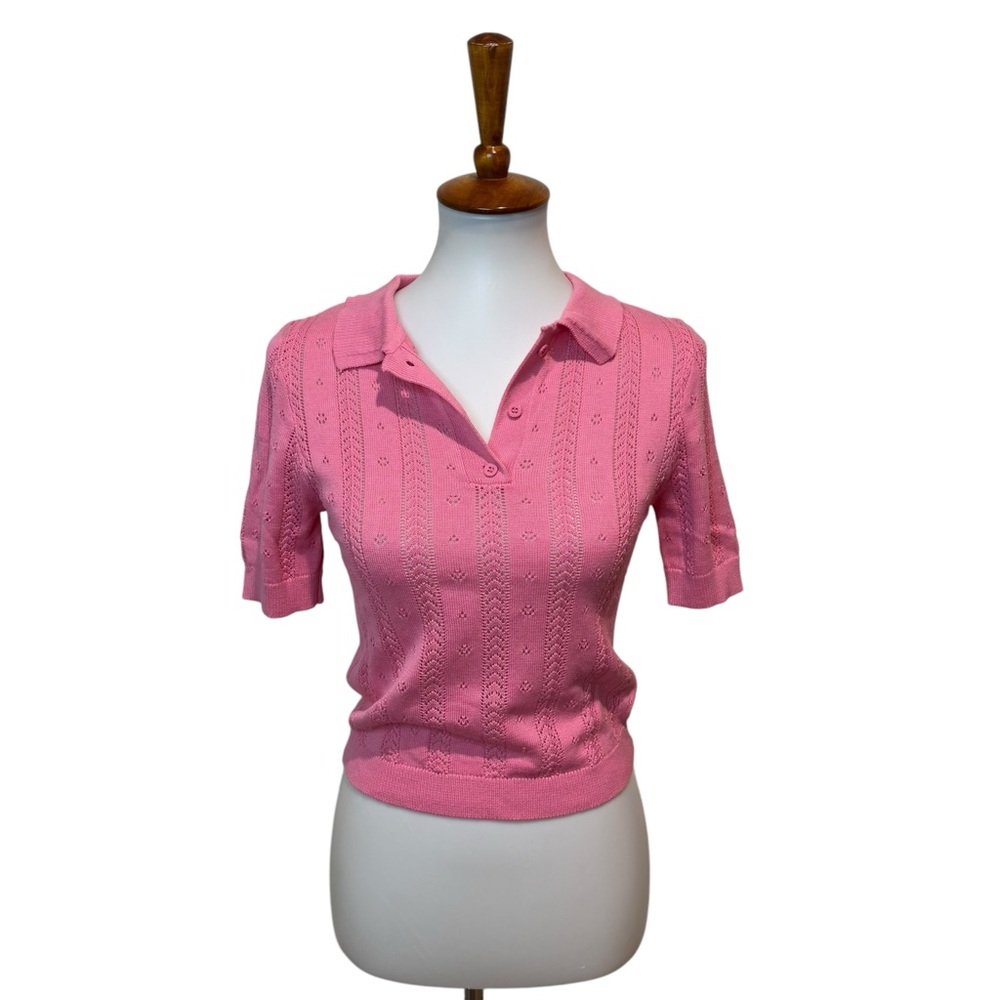 Lili Sidonio Short Sleeve Knit Top Pink Size XS